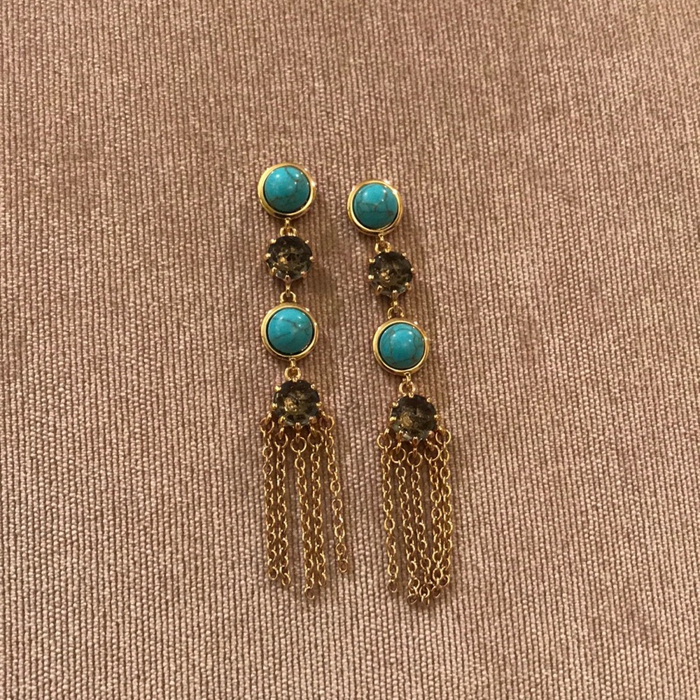 REBECCA MINKOFF turquoise & gold earrings